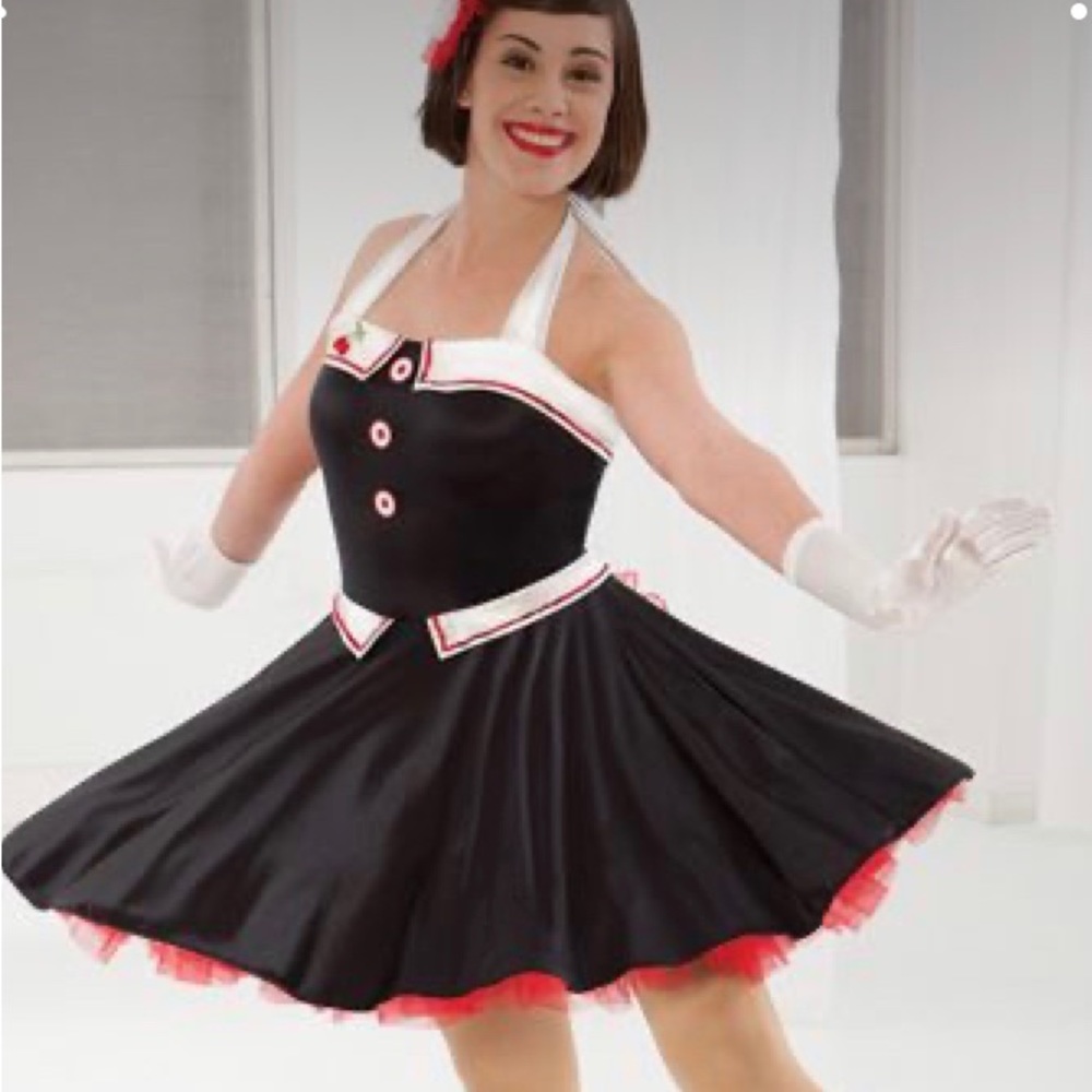 50’s Costume, dance, Revolution, black with cute red cherries, Size XLC